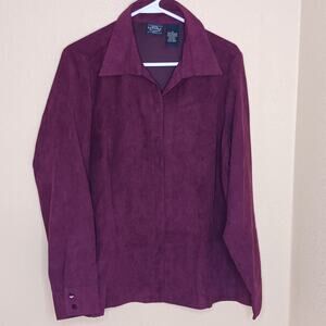 Sonoma Jeans Co Jacket Womens Size 1X Burgundy Red Snap Front Long Sleeve